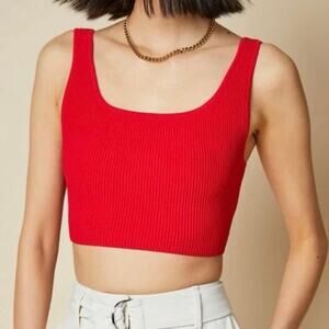 Aritzia Babaton Sculpt Knit Squareneck Cropped Tank Size XS in Red